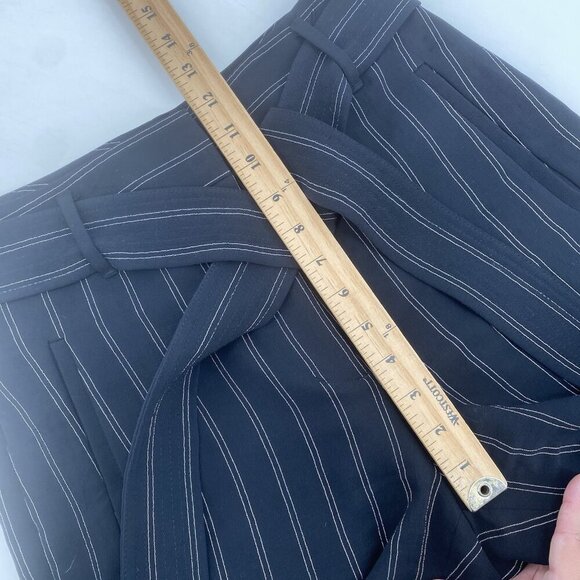 ARITZIA Wilfred Size 6 Black Striped Trousers Pants High Waist Belted - Picture 10 of 12